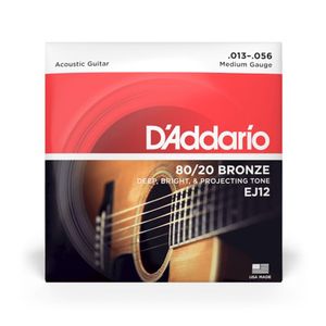 D'ADDARIO EJ12, CUERDAS PARA GUITARRA ACÚSTICA, MEDIUM 13-56, BRONZE 80/20